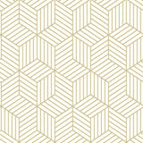 RoomMates 20.5 in. H X 16.5 ft. L Striped Hexagon White/Gold Vinyl Peel and Stick Wallpaper
