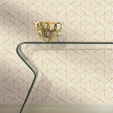 RoomMates 20.5 in. H X 16.5 ft. L Striped Hexagon White/Gold Vinyl Peel and Stick Wallpaper