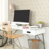 RoomMates 20.5 in. H X 16.5 ft. L Striped Hexagon White/Gold Vinyl Peel and Stick Wallpaper