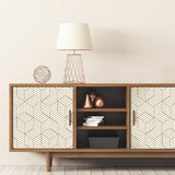 RoomMates 20.5 in. H X 16.5 ft. L Striped Hexagon White/Gold Vinyl Peel and Stick Wallpaper