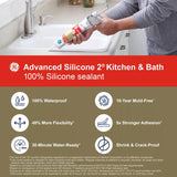GE Advanced Almond Silicone 2 Kitchen and Bath Caulk Sealant 10.1 oz