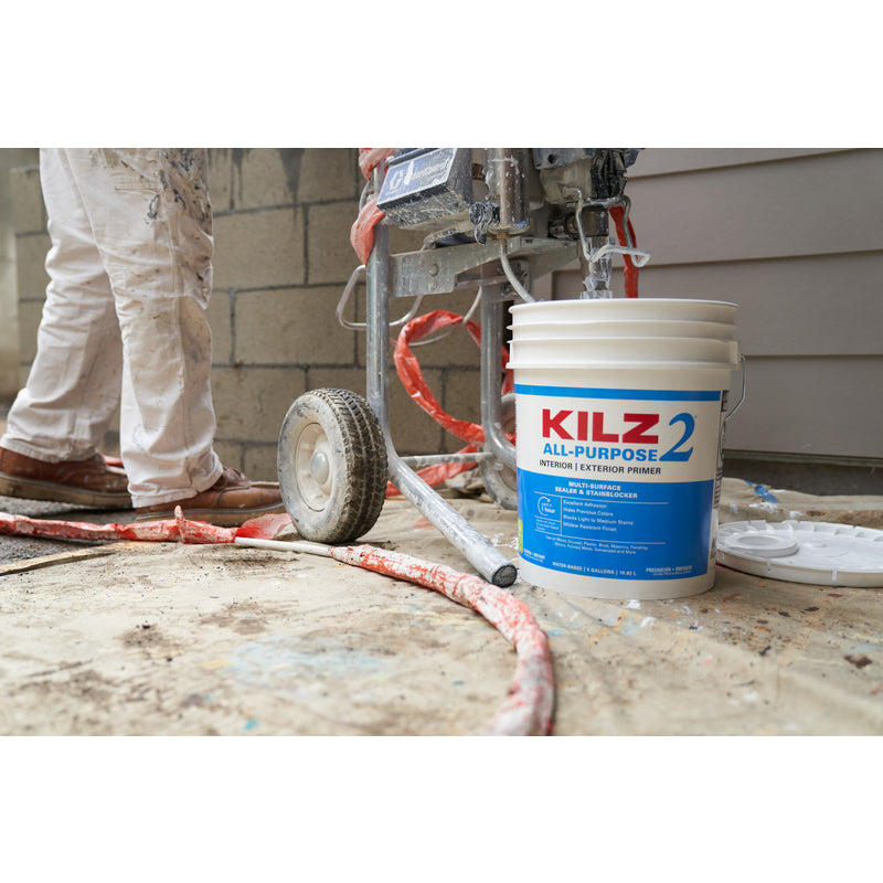 KILZ White Flat Water-Based Acrylic Stain Blocking Primer 5 gal