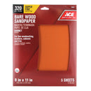 Ace 11 in. L X 9 in. W 320 Grit Aluminum Oxide Sandpaper 5 pk