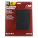Ace 11 in. L X 9 in. W 220 Grit Silicon Carbide Waterproof Sandpaper 5 pk