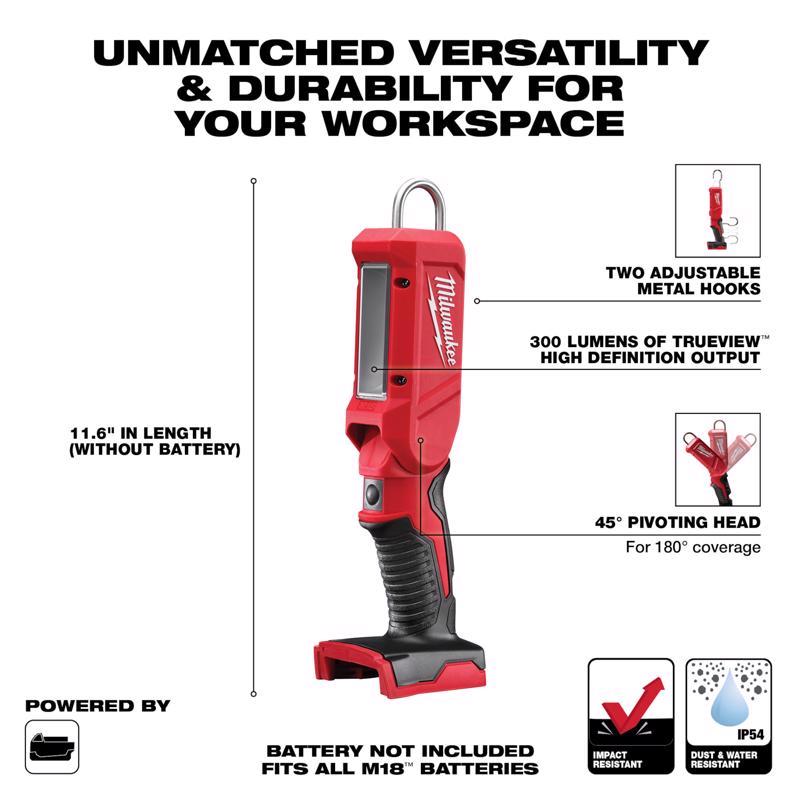 Milwaukee M18 300 lm Black/Red LED Stick Light