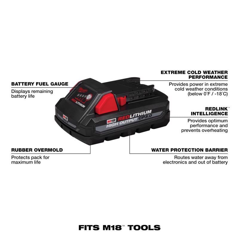 Milwaukee M18 RedLithium CP 3 Ah Lithium-Ion High Output Battery 1 pc