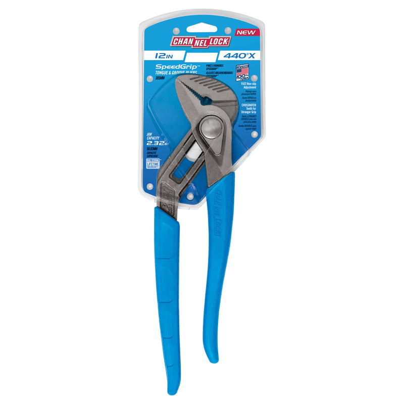 Channellock SpeedGrip 12.05 in. Carbon Steel Straight Tongue and Groove Pliers