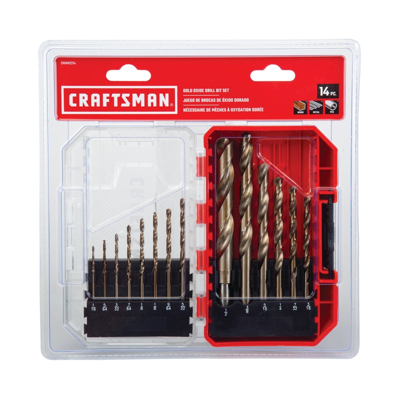 Craftsman Gold Oxide Drill Bit Set Round Shank 14 pc