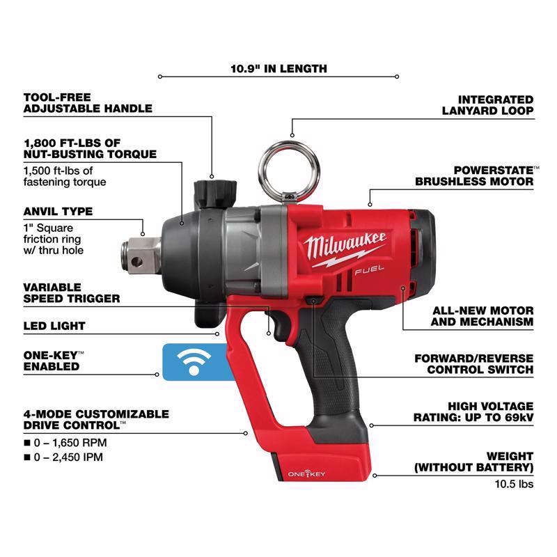 Milwaukee M18 FUEL 1 in. Cordless Brushless Impact Wrench Tool Only