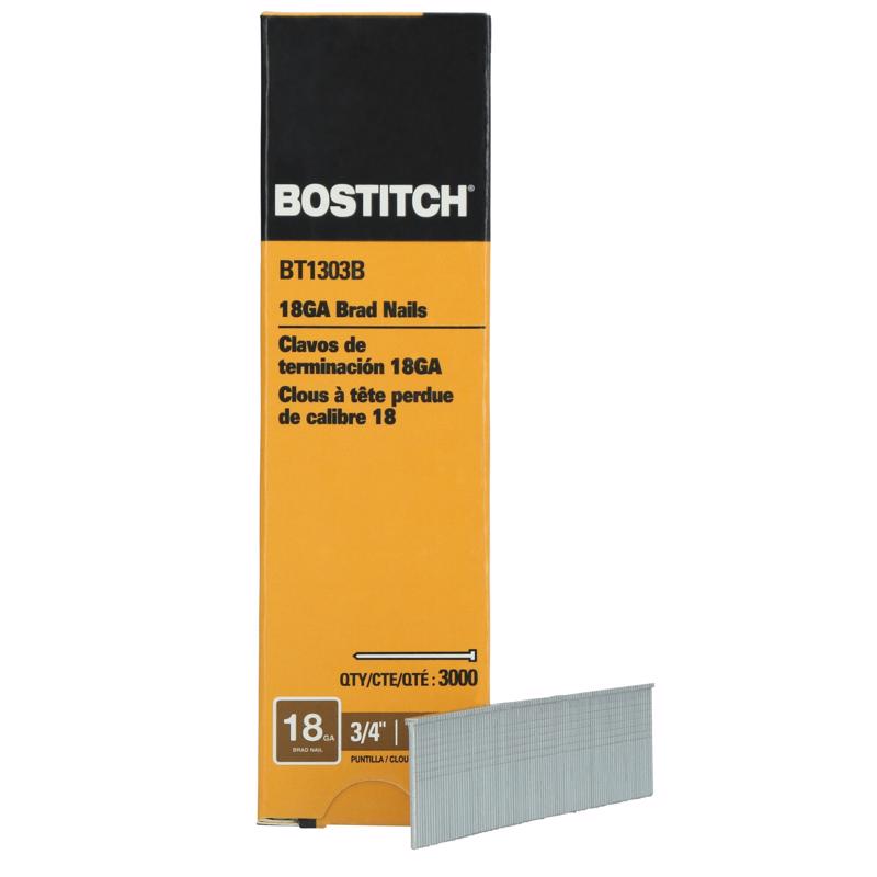 Bostitch 3/4 in. L X 18 Ga. Straight Strip Galvanized Brad Nails 3000 pk