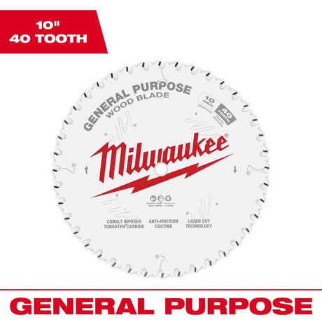 Milwaukee 10 in. D X 5/8 in. General Purpose Tungsten Carbide Saw Blade 40 teeth 1 pk
