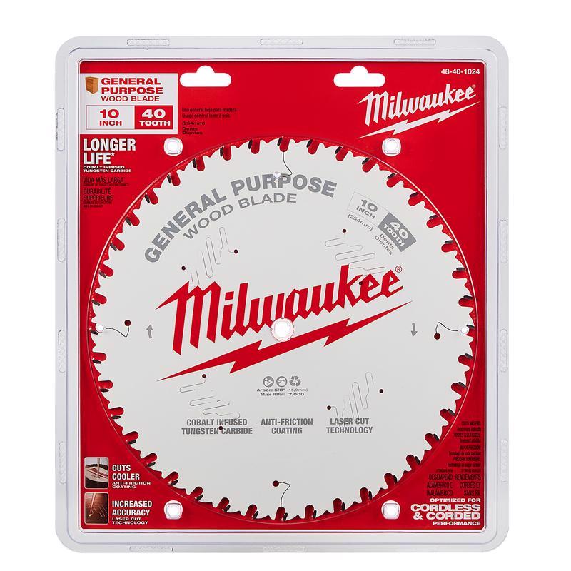 Milwaukee 10 in. D X 5/8 in. General Purpose Tungsten Carbide Saw Blade 40 teeth 1 pk