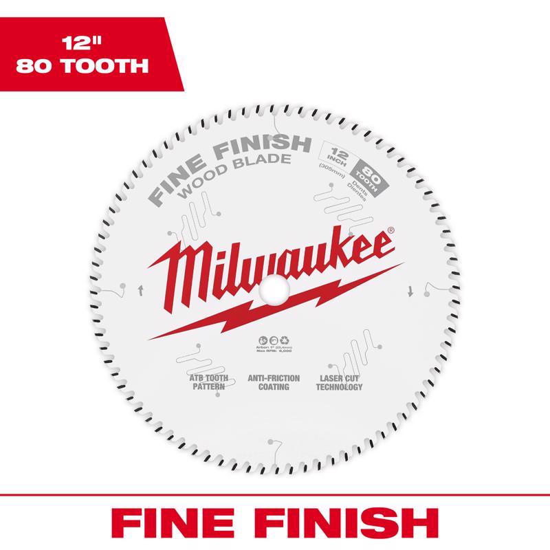 Milwaukee 12 in. D X 1 in. Fine Finish Tungsten Carbide Circular Saw Blade 80 teeth 1 pk