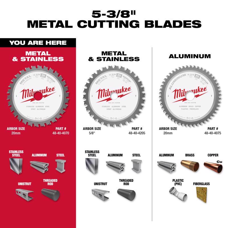 Milwaukee Metal Tech 5-3/8 in. D X 20 mm Ferrous Tungsten Carbide Metal Blade 30 teeth 1 pk