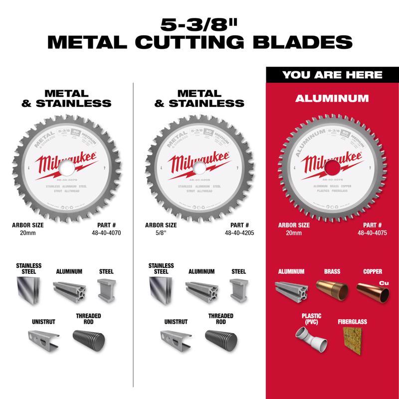 Milwaukee Metal Tech 5-3/8 in. D X 20 mm Non-Ferrous Tungsten Carbide Metal Blade 50 teeth 1 pk