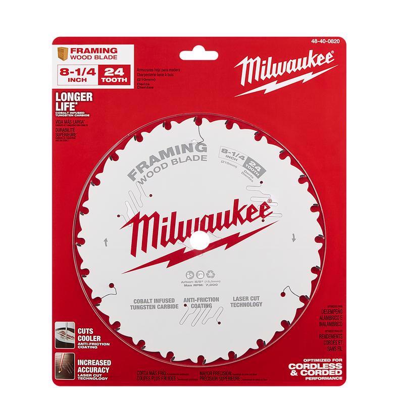 Milwaukee 8-1/4 in. D X 5/8 in. Tungsten Carbide Circular Saw Blade 24 teeth 1 pk
