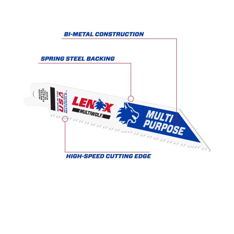 LENOX MULTIWOLF 6 in. Bi-Metal WAVE EDGE Reciprocating Saw Blade 10 TPI 25 pk