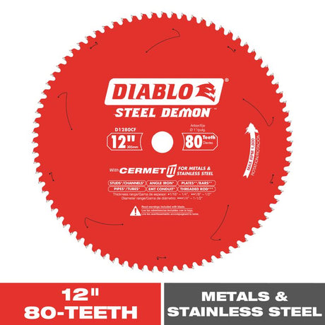 Diablo Steel Demon 12 in. D X 1 in. Cermet Cermet Metal Saw Blade 80 teeth 1 pk