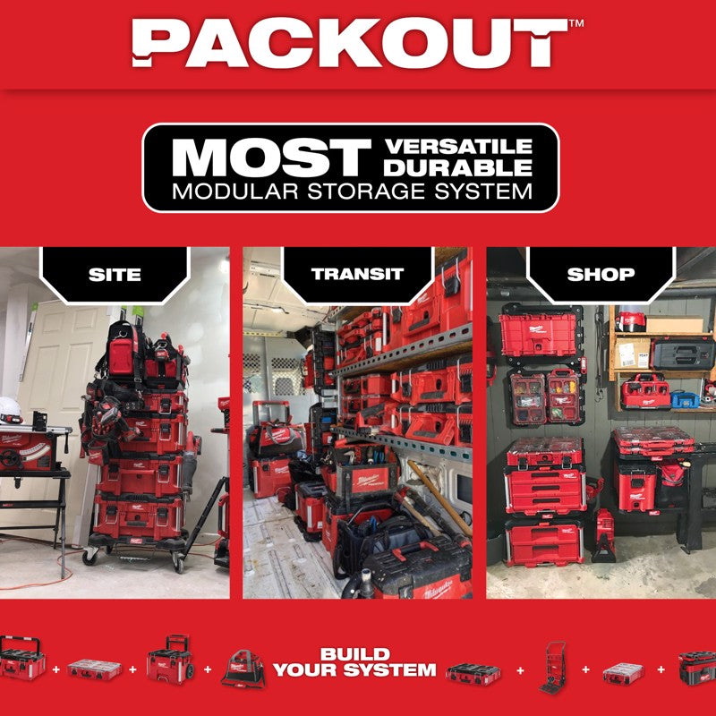 Milwaukee Packout 50 lb Red Crate 9.9 in. H X 18.6 in. W X 15.3 in. D Stackable