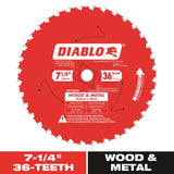 Diablo Wood & Metal 7-1/4 in. D X 5/8 in. TiCo Hi-Density Carbide Wood and Metal Saw Blade 36 teeth