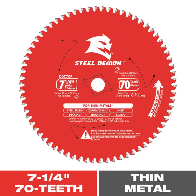 Diablo Steel Demon 7-1/4 in. D X 5/8 in. TiCo Hi-Density Carbide Ferrous Metal Saw Blade 70 teeth 1