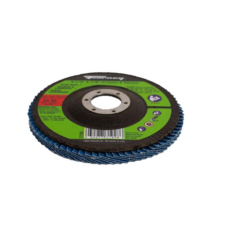 Forney 4-1/2 in. D X 7/8 in. Zirconia Flap Disc 80 Grit 1 pc