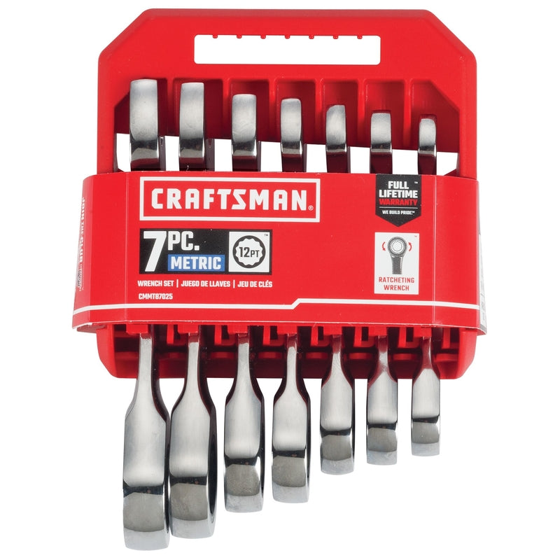 Craftsman Metric Stubby Ratcheting Combination Wrench Set 7 pc