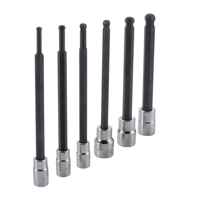 Craftsman 1/4 and 3/8 in. drive SAE 6 Point Long Ball Hex Bit Socket Set 6 pc