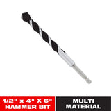 Diablo 1/2 in. X 6 in. L Multi-Material Carbide Tipped Hammer Drill Bit Hex Shank 1 pk