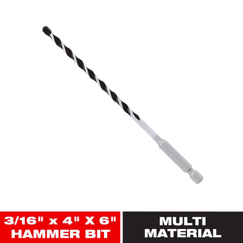 Diablo 3/16 in. X 6 in. L Multi-Material Carbide Tipped Hammer Drill Bit Hex Shank 1 pk