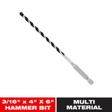 Diablo 3/16 in. X 6 in. L Multi-Material Carbide Tipped Hammer Drill Bit Hex Shank 1 pk