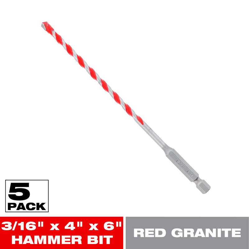 Diablo SPEEDemon 3/16 in. X 6 in. L Carbide Tipped Red Granite Hammer Drill Bit Hex Shank 1 pk
