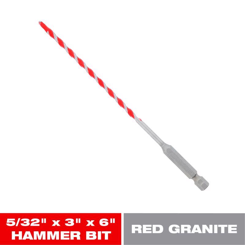 Diablo SPEEDemon 5/32 in. X 6 in. L Carbide Tipped Red Granite Hammer Drill Bit Hex Shank 5 pk