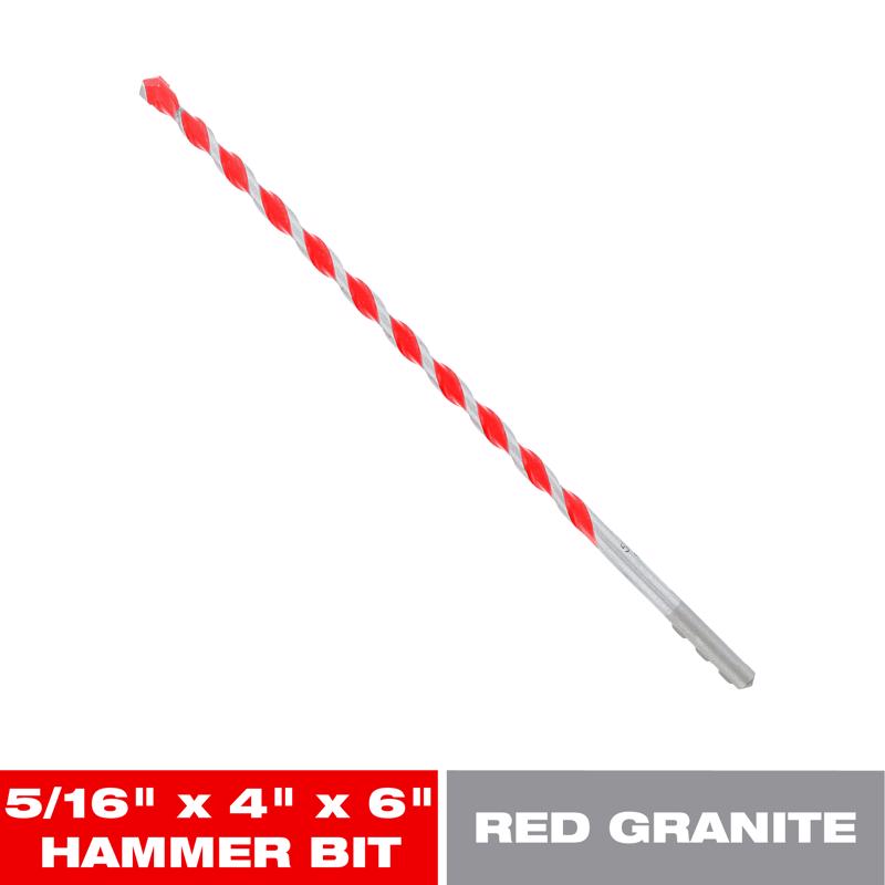Diablo SPEEDemon 5/16 in. X 6 in. L Carbide Tipped Red Granite Hammer Drill Bit Hex Shank 1 pk