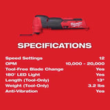 Milwaukee M12 FUEL Cordless Oscillating Multi-Tool Tool Only
