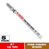 Diablo 4 in. High Carbon Steel T-Shank Fine Finish Wood Jig Saw Blade 10 TPI 5 pk