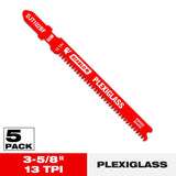 Diablo 3-5/8 in. Bi-Metal T-Shank Plexiglass Jig Saw Blade 13 TPI 5 pk