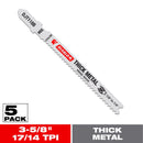 Diablo 3-5/8 in. High Speed Steel T-Shank Thick Metal Jig Saw Blade 17/14 TPI 5 pk