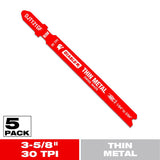 Diablo 3-5/8 in. Bi-Metal T-Shank Thin Metal Jig Saw Blade 30 TPI 5 pk