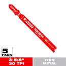 Diablo 3-5/8 in. Bi-Metal T-Shank Thin Metal Jig Saw Blade 30 TPI 5 pk
