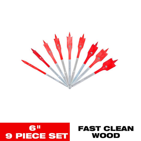 Diablo 6 in. L High Speed Steel Clean Wood Spade Bit Set Hex Shank 9 pc