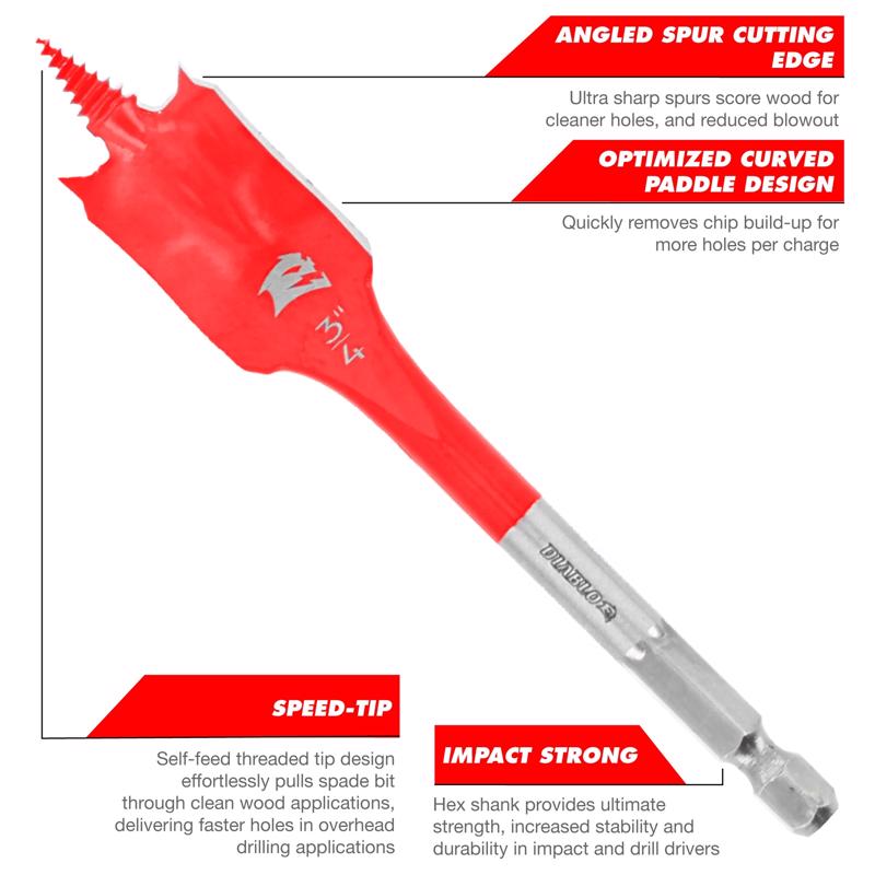 Diablo 6 in. L High Speed Steel Clean Wood Spade Bit Set Hex Shank 9 pc