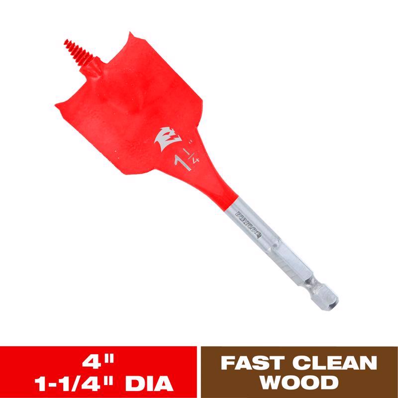 Diablo 1-1/4 in. X 4 in. L High Speed Steel Clean Wood Spade Bit Hex Shank 1 pk