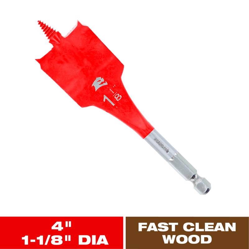 Diablo 1-1/8 in. X 4 in. L High Speed Steel Clean Wood Spade Bit Hex Shank 1 pk