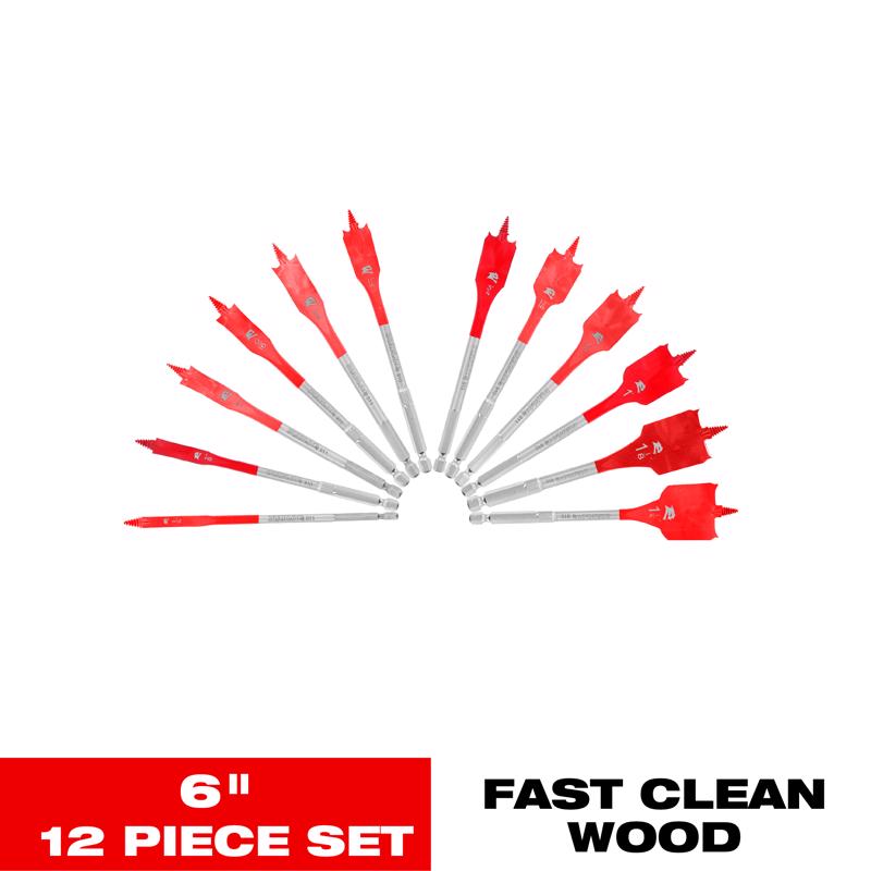 Diablo 6 in. L High Speed Steel Clean Wood Spade Bit Set Hex Shank 12 pc