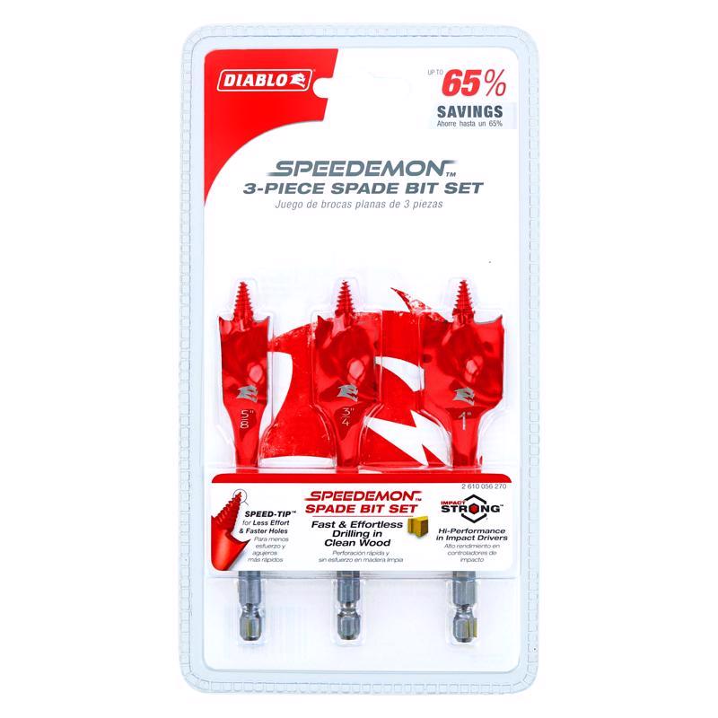 Diablo 4 in. L High Speed Steel Clean Wood Spade Bit Set Hex Shank 3 pc
