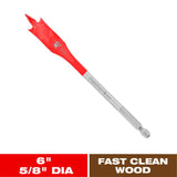 Diablo 5/8 in. X 6 in. L High Speed Steel Clean Wood Spade Bit Hex Shank 1 pk