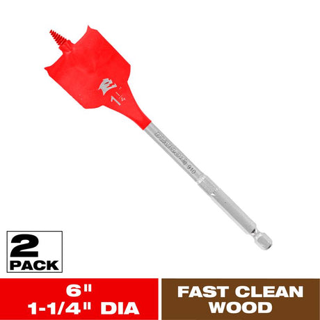 Diablo 1-1/4 in. X 6 in. L High Speed Steel Clean Wood Spade Bit Hex Shank 2 pk
