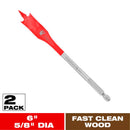 Diablo 5/8 in. X 6 in. L High Speed Steel Clean Wood Spade Bit Hex Shank 2 pk