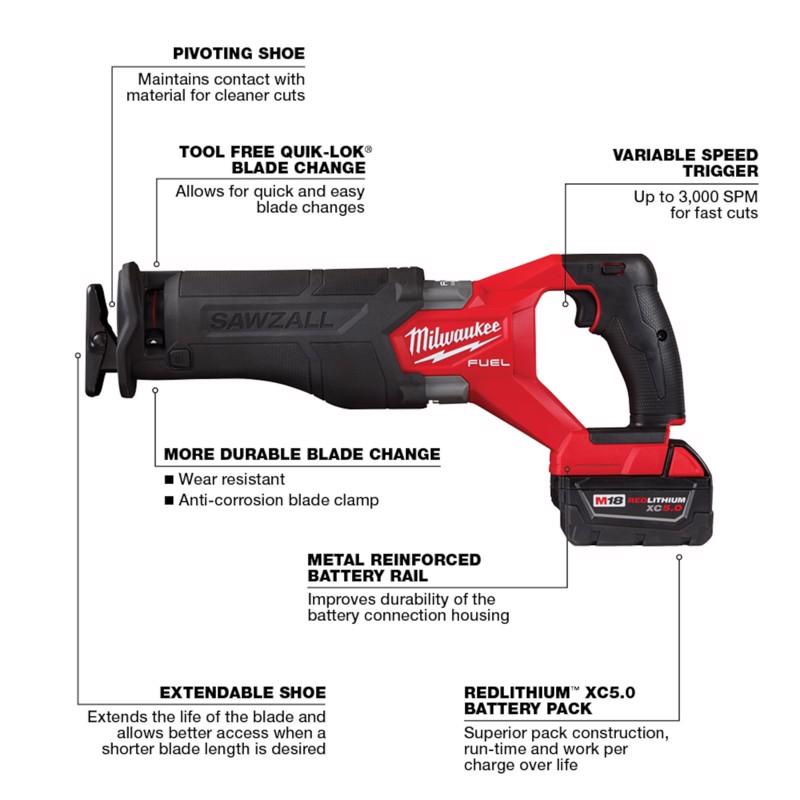 Milwaukee M18 FUEL Sawzall Cordless Brushless Reciprocating Saw Kit (Battery & Charger)